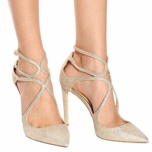Jimmy choo lancer 100 gold heels